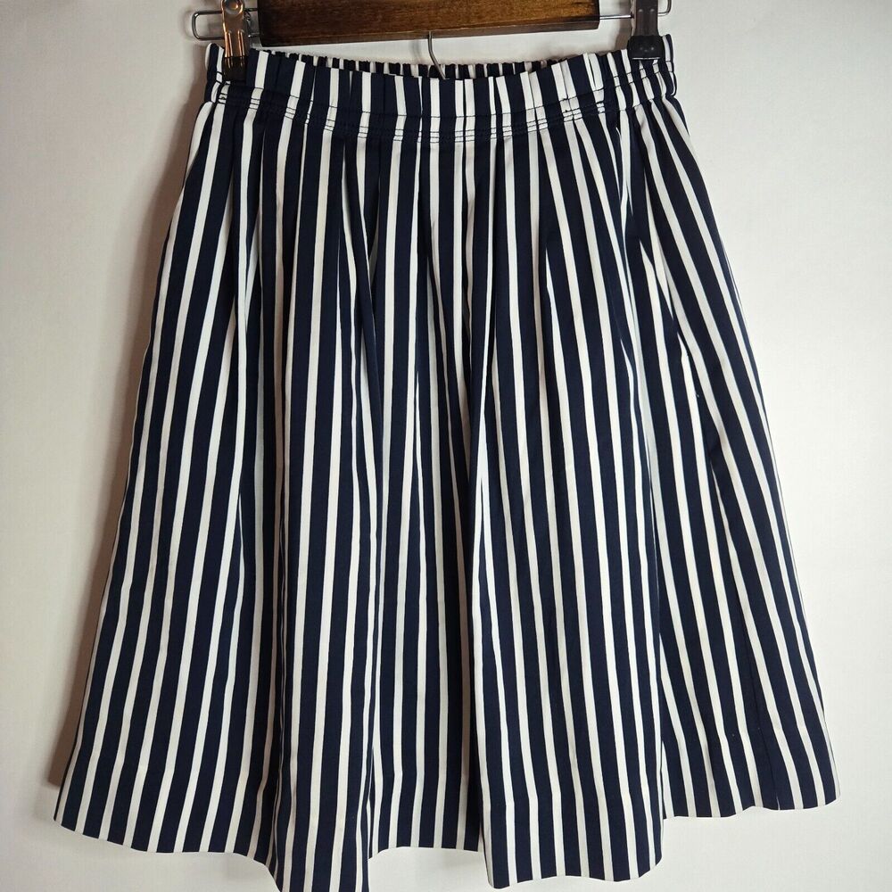 J Crew Striped Pleated Midi Skirt Womens 0